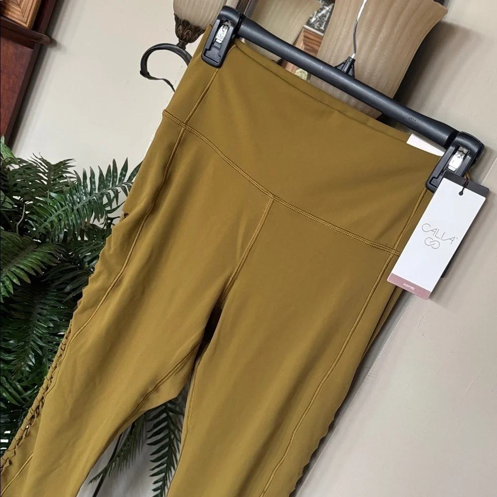 Brand New CALIA Inspire Crochet High-Rise 7/8 Leggings Fitted Tight Olive Bronze - Picture 6 of 16
